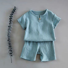 Load image into Gallery viewer, Summer Children Clothes Linen Sports Clothes For Baby Girl Boy Tshirts 2 Piece Set Kids Baby Toddler 12months To 6Years Clothing