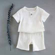 Load image into Gallery viewer, Summer Children Clothes Linen Sports Clothes For Baby Girl Boy Tshirts 2 Piece Set Kids Baby Toddler 12months To 6Years Clothing
