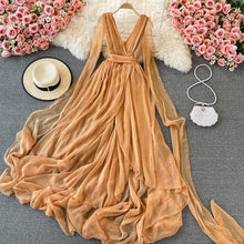 Load image into Gallery viewer, Joinyouth Beach Maxi Dresses for Women Sexy V-neck Sleeveless White Dress Summer Elegant Dress Gauze Big Swing Vestidos De Mujer
