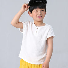 Load image into Gallery viewer, children t shirts fashion linen pleated boys t shirt children t-shirt 2022 summer baby boys girls t-shirt children clothes kids
