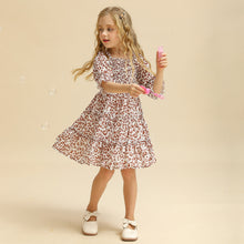 Load image into Gallery viewer, Summer Girls Short Sleeve Dress Children Casual Flower Print Smocked Daily Clothes 3-8 Years Kids Party Ruffle Vesrido For Girl
