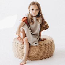 Load image into Gallery viewer, Girls Natural Linen Patchwork Dress Summer New Baby Kids Flare Sleeve Casual Cotton And Linen Dresses Children&#39;s Clothing TZ045
