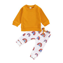 Load image into Gallery viewer, Tiah&#39;s rainbow baby thermal top and pant set
