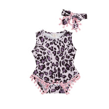 Load image into Gallery viewer, Print romper with tassels and headband
