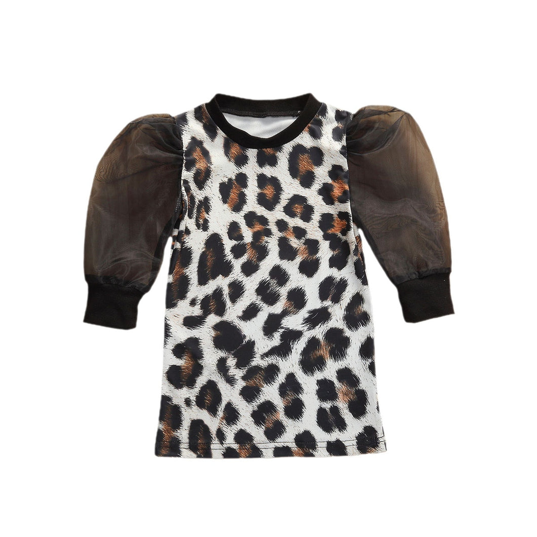 Aliyah's fashionable mini puff sleeve leopard dress